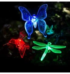 Zonnecel LED Vlinder/Libel/Kolibrie, 3-pack, verandert van kleur - 
